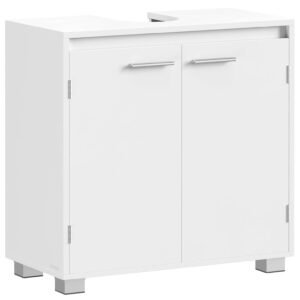 VASAGLE Masca chiuveta baie, lavoar cu 2 usi si raft interior reglabil, MDF si PAL, 60x30x60 cm, alb