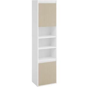 VASAGLE Dulap baie cu montare pe podea sau perete, 7 compartimente, 30x40x160 cm, alb bej