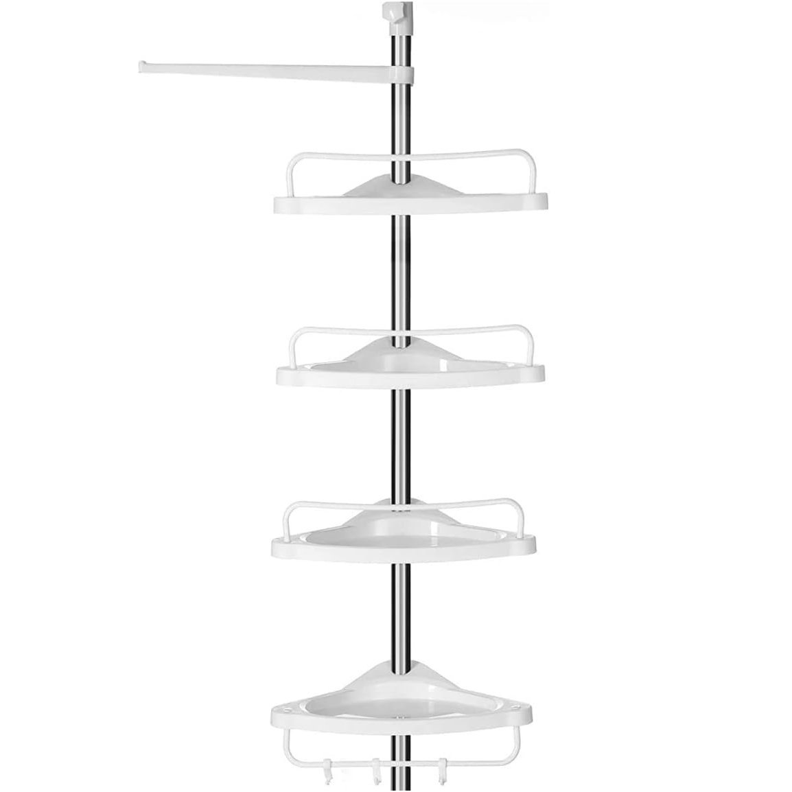 SONGMICS Etajera colt dus, 4 rafturi, inaltime reglabila 95-300 cm, otel si plastic PP, alb