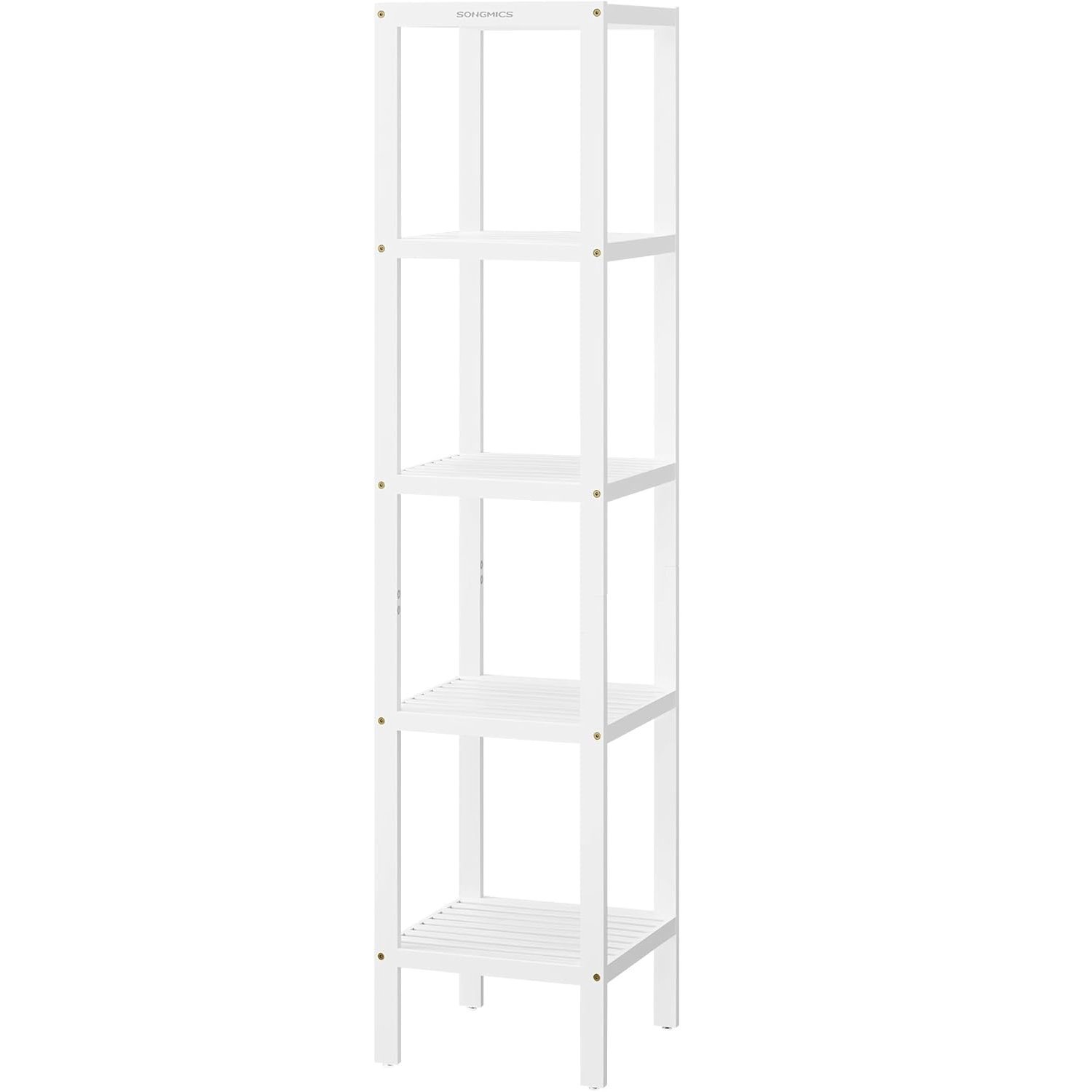 SONGMICS Etajera bambus 5 niveluri, raft multifunctional pentru baie sau bucatarie, 33x33x146 cm, alb