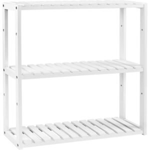 SONGMICS Raft de depozitare din bambus, 3 polite, pentru bucatarie sau baie, 60x15x54 cm, alb