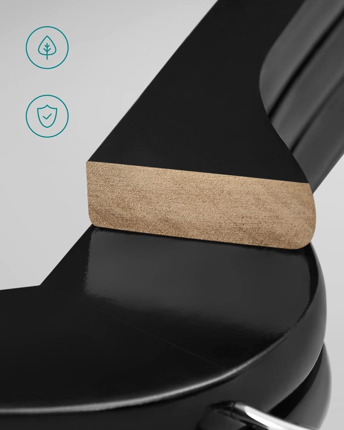 SONGMICS Umerase haine 45x23 cm, set 20 buc, lemn masiv cu bara pentru pantaloni si carlig rotativ, negru 3 SONGMICS Umerase haine 45x23 cm, set 20 buc, lemn masiv cu bara pentru pantaloni si carlig rotativ, negru - imagine 3