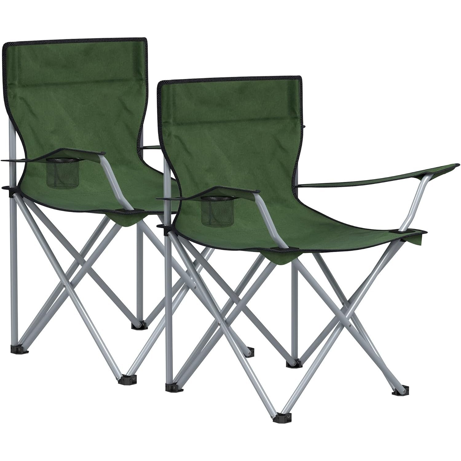 SONGMICS Set 2 scaune pliabile camping cu suport bauturi, husa transport, 52x84x81 cm, 120 kg, verde 1 SONGMICS Set 2 scaune pliabile camping cu suport bauturi, husa transport, 52x84x81 cm, 120 kg, verde
