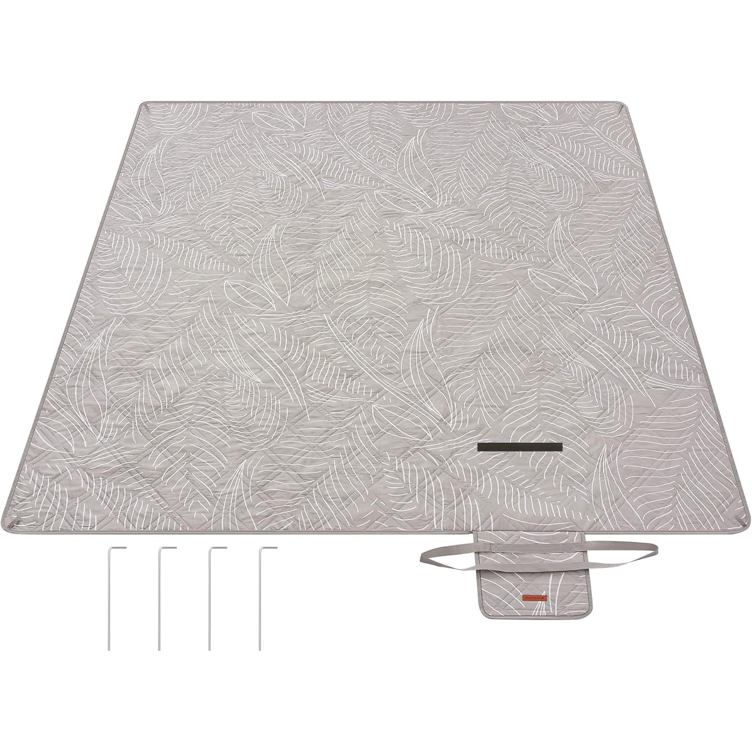 SONGMICS Patura picnic impermeabila 200×200 cm, cu ancore de fixare, pliabila, lavabila, multistrat, kaki cu model tropical
