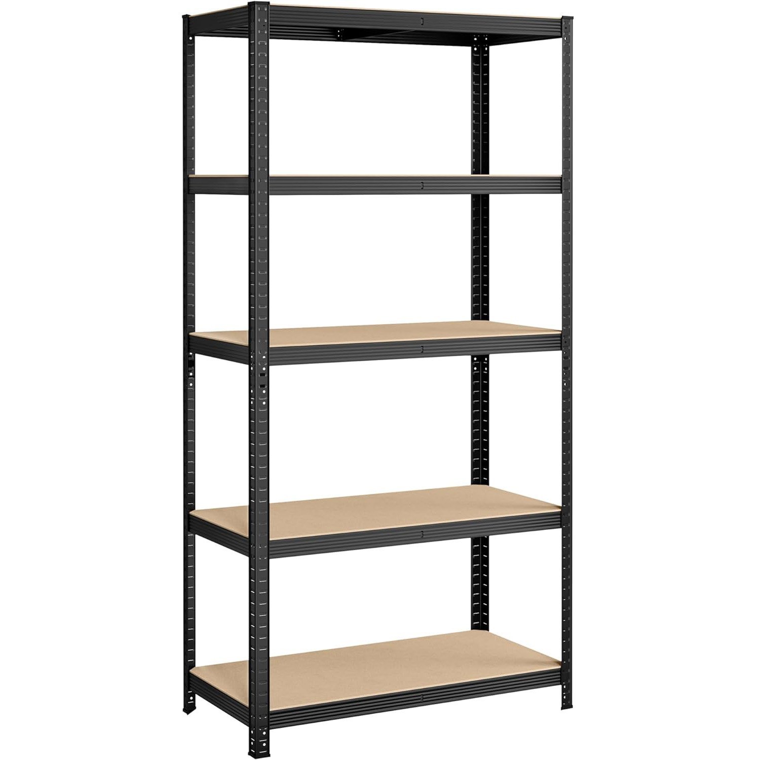 SONGMICS Raft de depozitare metalic, cu rafturi din PAL, 5 polite, max. 600 kg, 200x100x50cm, negru