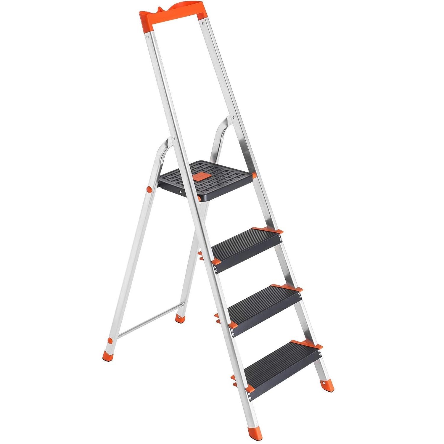 SONGMICS Scara aluminiu pliabila cu 4 trepte, latime trepte 12 cm, cu maner, sarcina 150 kg, 44x156 cm 1 SONGMICS Scara aluminiu pliabila cu 4 trepte, latime trepte 12 cm, cu maner, sarcina 150 kg, 44x156 cm