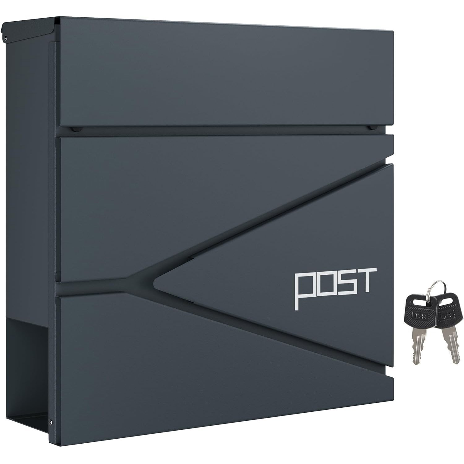 SONGMICS Cutie postala de exterior, pentru gard sau perete, din otel, cu incuietoare, 37x11x37cm, gri antracit