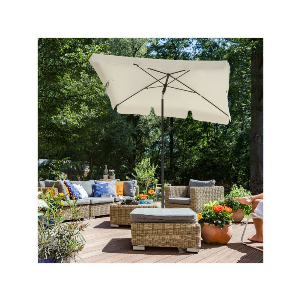 songmics umbrela terasa gradina sau plaja, cu inclinare, 200x125cm, bej 2 SONGMICS Umbrela terasa gradina sau plaja, cu inclinare, 200x125cm, bej - imagine 2