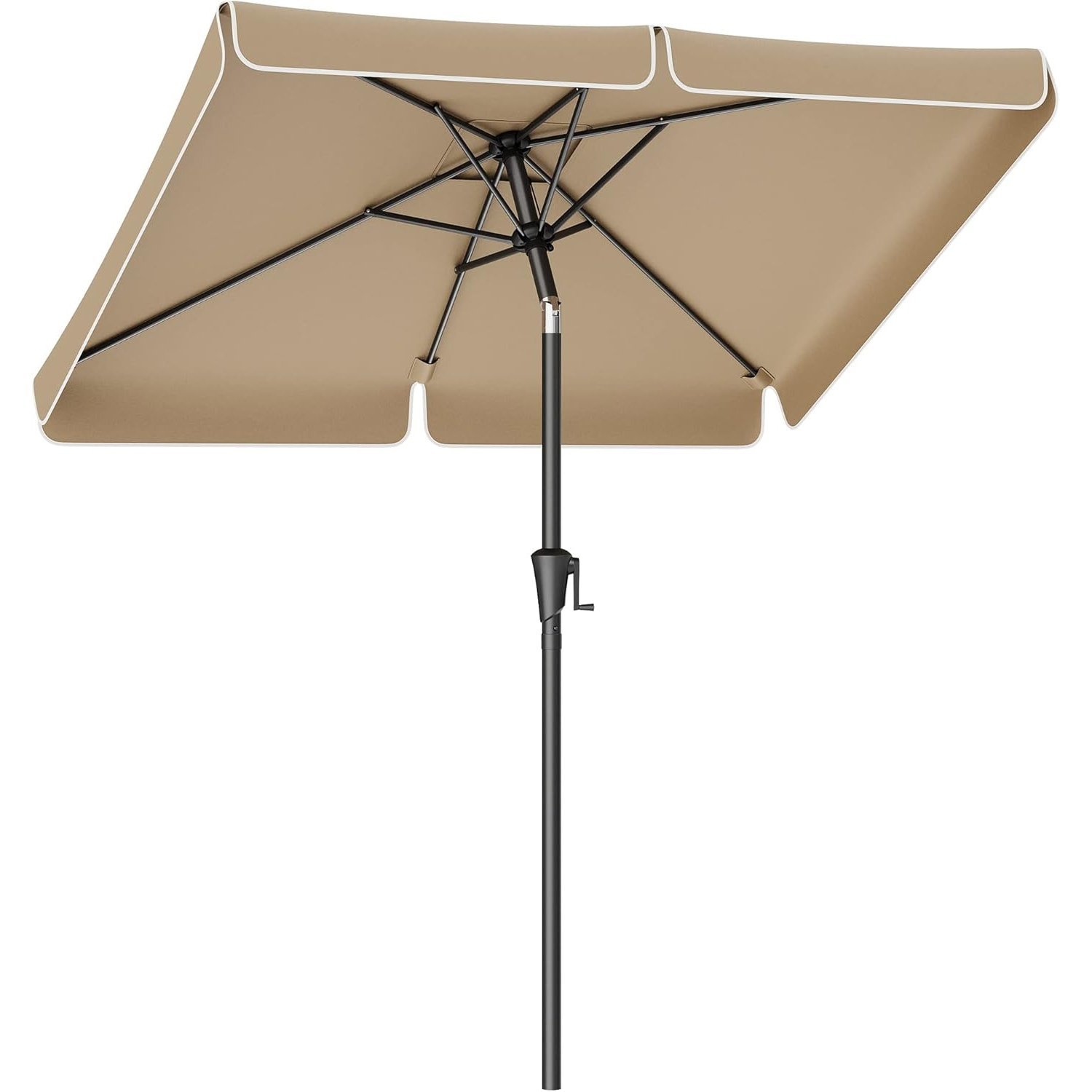 SONGMICS Umbrela de gradina cu manivela, 200×150 cm, UPF 50+, inclinare 30°, structura metalica, maro taupe