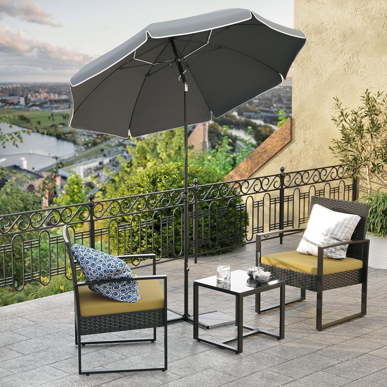 songmics umbrela terasa gradina sau plaja, cu inclinare, husa, diametru 160cm, gri 3 SONGMICS Umbrela terasa gradina sau plaja, cu inclinare, husa, diametru 160cm, gri - imagine 3