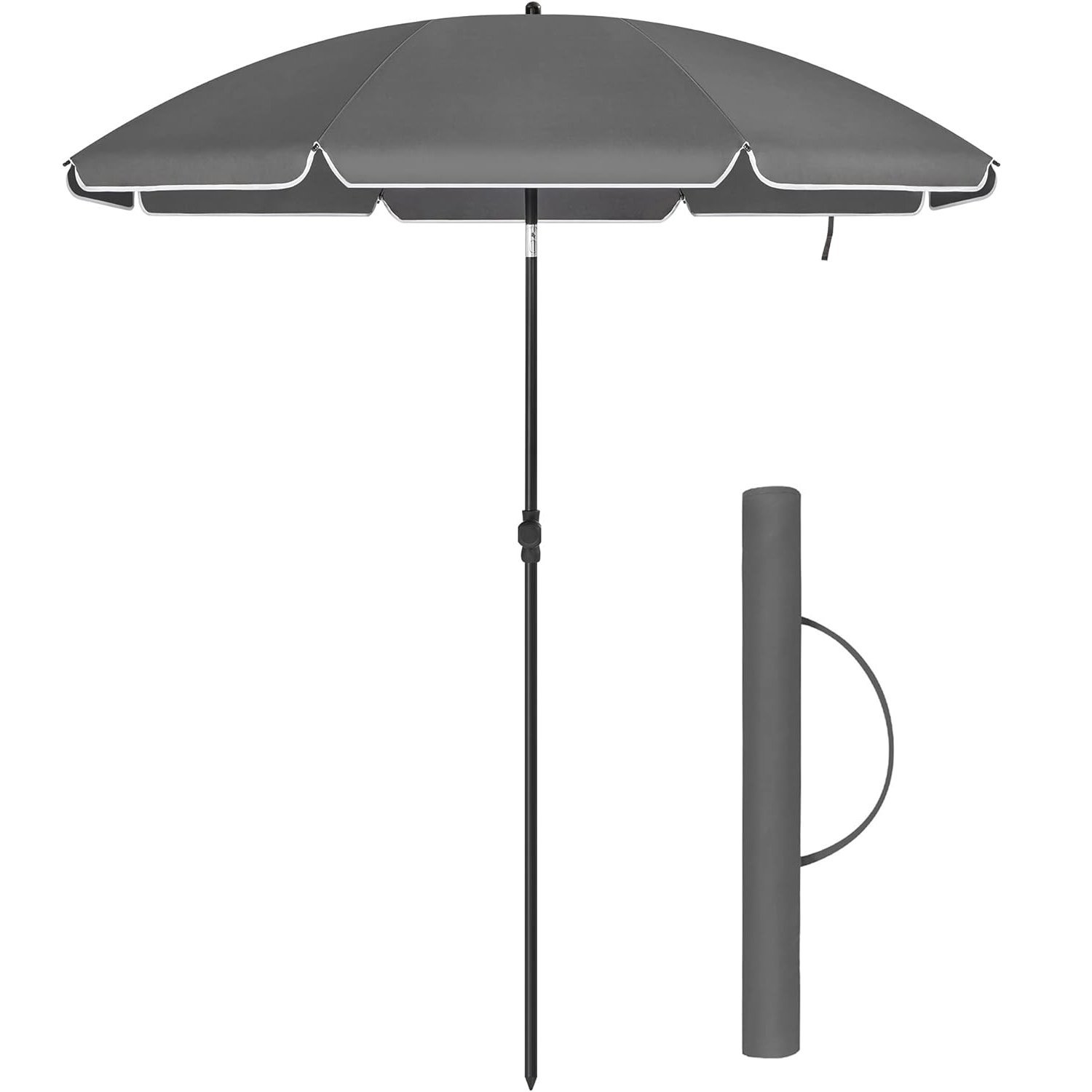 songmics umbrela terasa gradina sau plaja, cu inclinare, husa, diametru 200cm, gri 2 SONGMICS Umbrela terasa gradina sau plaja, cu inclinare, husa, diametru 200cm, gri - imagine 2