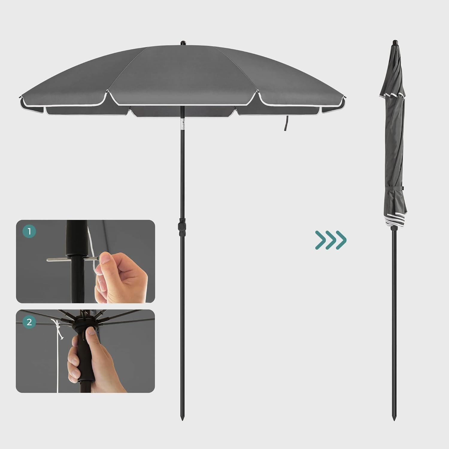songmics umbrela terasa gradina sau plaja, cu inclinare, husa, diametru 200cm, gri 4 SONGMICS Umbrela terasa gradina sau plaja, cu inclinare, husa, diametru 200cm, gri - imagine 4