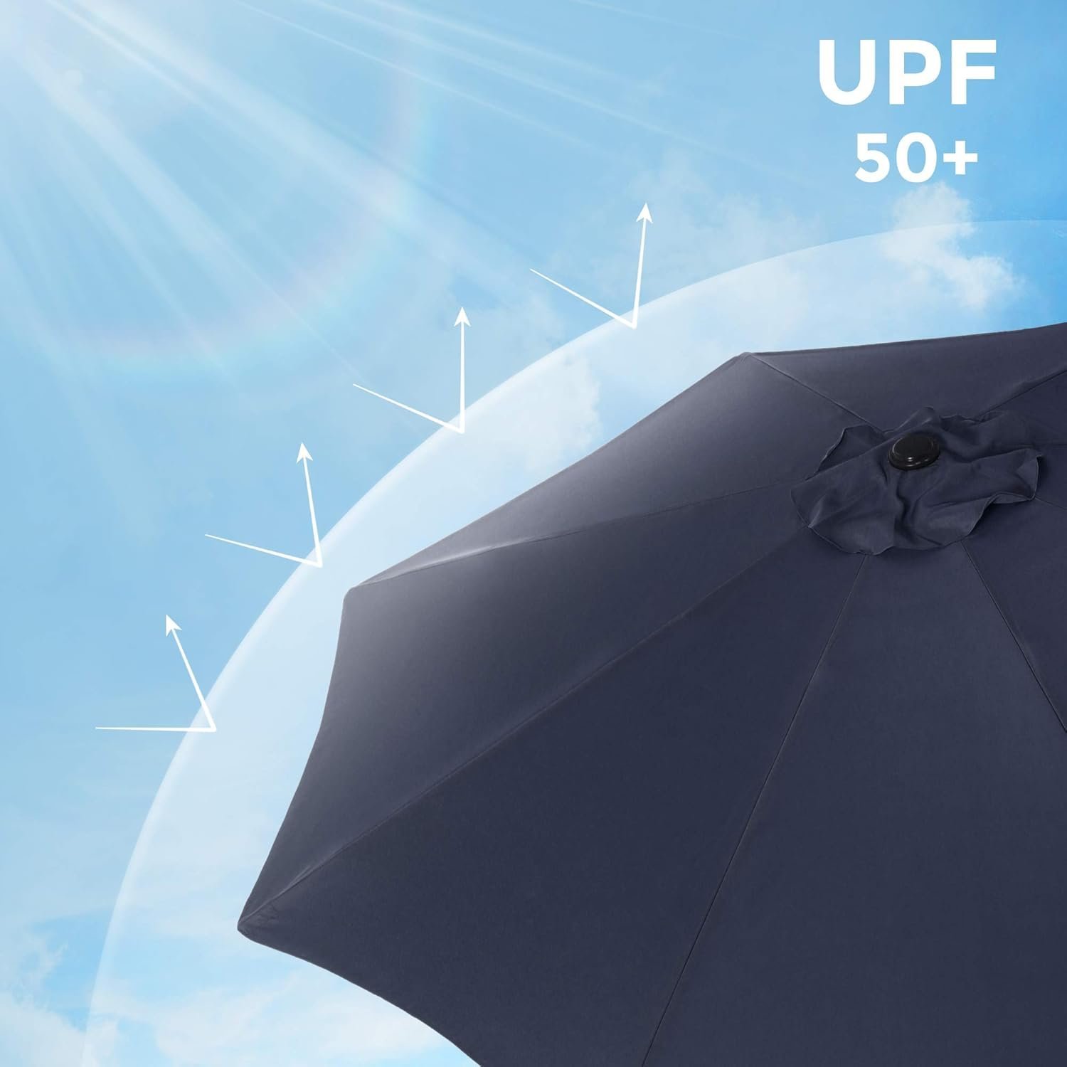 songmics umbrela de gradina, cu manivela pentru deschidere, sistem inclinare, 300cm, albastru inchis 3 SONGMICS Umbrela de gradina, cu manivela pentru deschidere, sistem inclinare, 300cm, albastru inchis - imagine 3