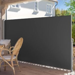 SONGMICS Paravan lateral pentru intimitate, extensibil, sistem fixare inclus, 160x350cm, gri