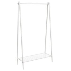 SONGMICS Suport haine cu bara si raft inferior, cadru metalic, 93x34x153 cm, alb
