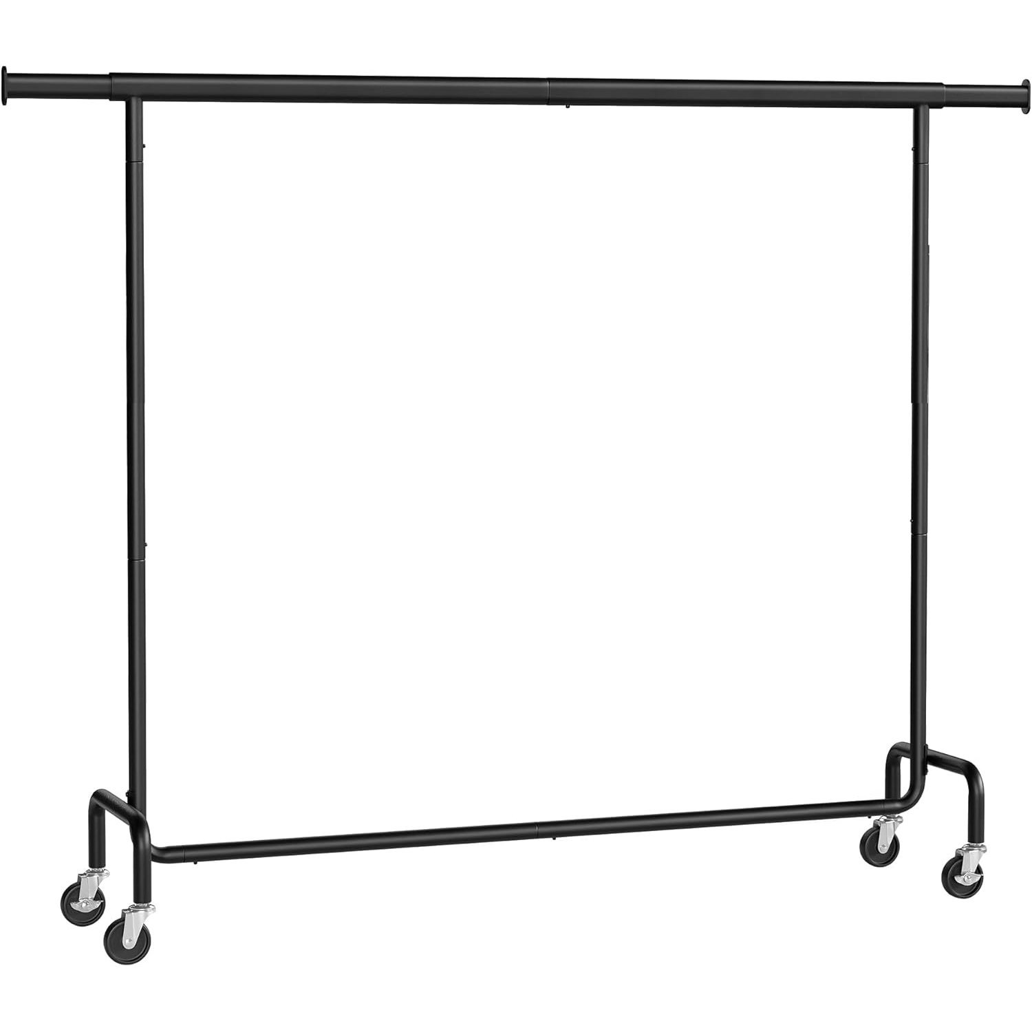 SONGMICS Suport haine cu roti, bara extensibila pentru umerase, structura metalica sarcina mare, 45x160-200x163 cm, negru 1 SONGMICS Suport haine cu roti, bara extensibila pentru umerase, structura metalica sarcina mare, 45x160-200x163 cm, negru