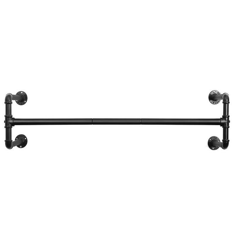 SONGMICS Sina metalica de agatat haine, montare pe perete, aspect industrial, 112x30x30cm, negru 1 SONGMICS Sina metalica de agatat haine, montare pe perete, aspect industrial, 112x30x30cm, negru