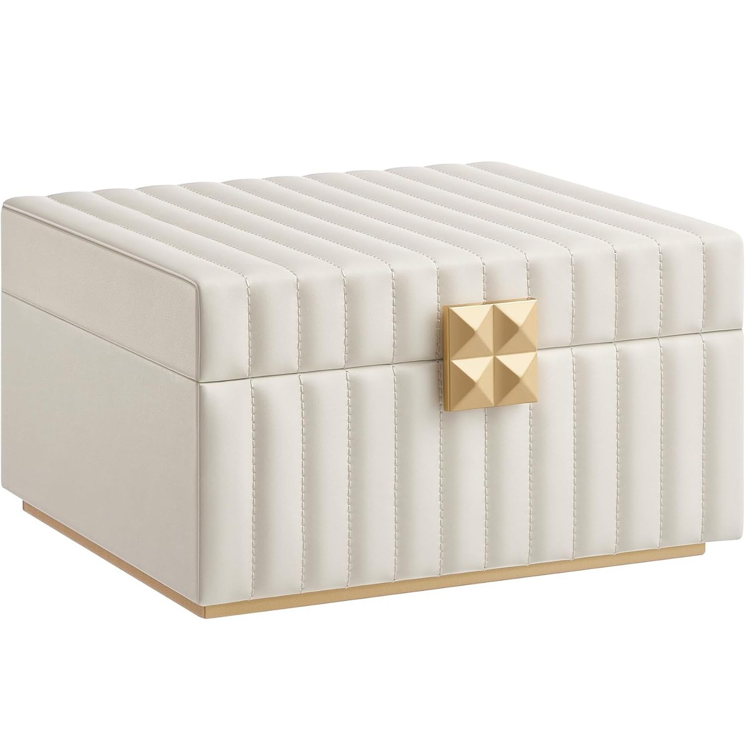 SONGMICS Cutie de bijuterii pe 2 nivele, cu oglinda si tava detasabila, 22x24x14 cm, alb crem 1 SONGMICS Cutie de bijuterii pe 2 nivele, cu oglinda si tava detasabila, 22x24x14 cm, alb crem