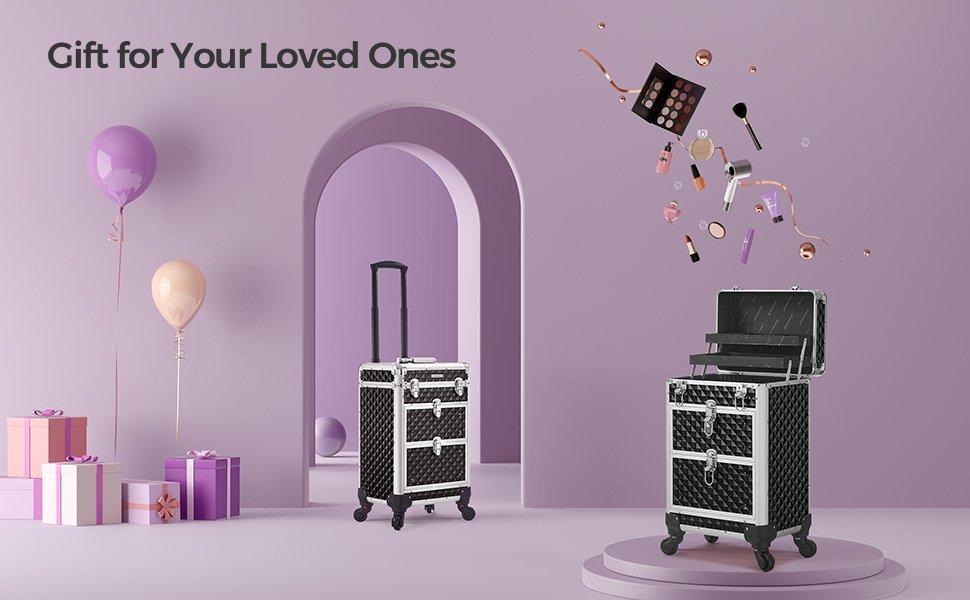 SONGMICS Valiza pentru cosmetice cu roti, profesionala, inchidere cu cheie, 24x34x56cm, negru 4 SONGMICS Valiza pentru cosmetice cu roti, profesionala, inchidere cu cheie, 24x34x56cm, negru - imagine 4