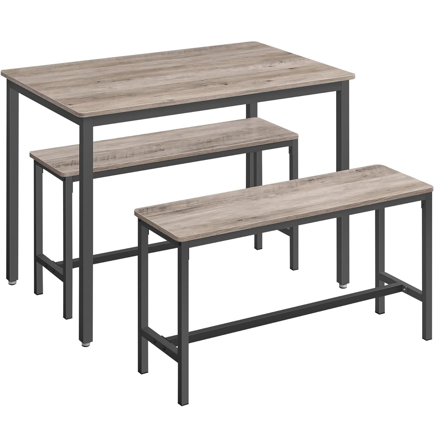 VASAGLE Masa de bar cu 2 banci, design industrial, 110x70x75cm, stejar sonoma