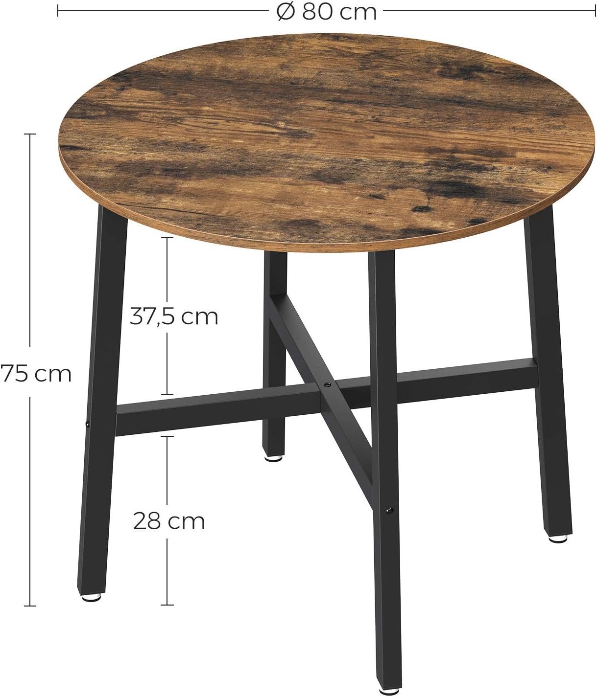 vasagle masa rotunda de bucatarie sau living, stil industrial, 80 x 75 cm (diametru x inaltime), maro rustic 3 VASAGLE Masa rotunda de bucatarie sau living, stil industrial, 80 x 75 cm (diametru x inaltime), maro rustic - imagine 3