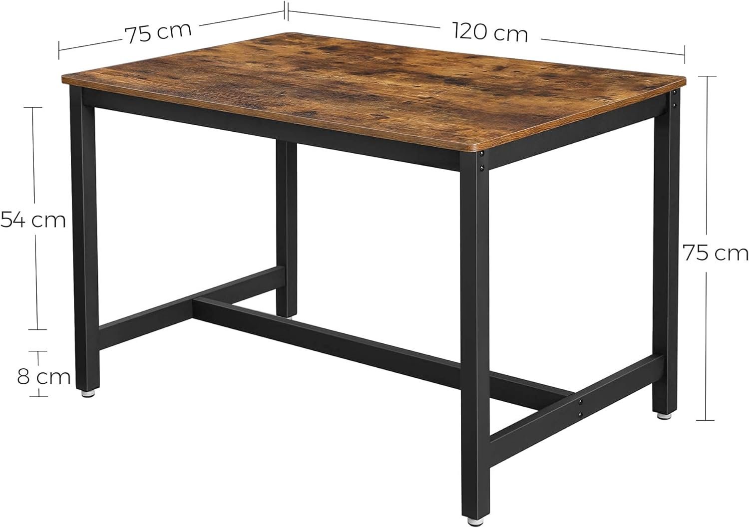 vasagle masa de bucatarie pentru 4 persoane, cadru metalic, stil industrial, 120x75x75 cm, maro rustic 4 VASAGLE Masa de bucatarie pentru 4 persoane, cadru metalic, stil industrial, 120x75x75 cm, maro rustic - imagine 4
