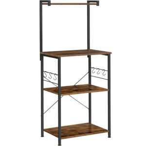 VASAGLE Raft de bucatarie cu spatiu pentru cuptorul cu microunde, 4 rafturi, otel, industrial, 40x54x134cm, maro retro si negru