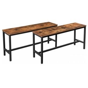 VASAGLE Set 2 banci de interior, pentru masa bucatarie, stil industrial, 108x33x50cm, maro rustic