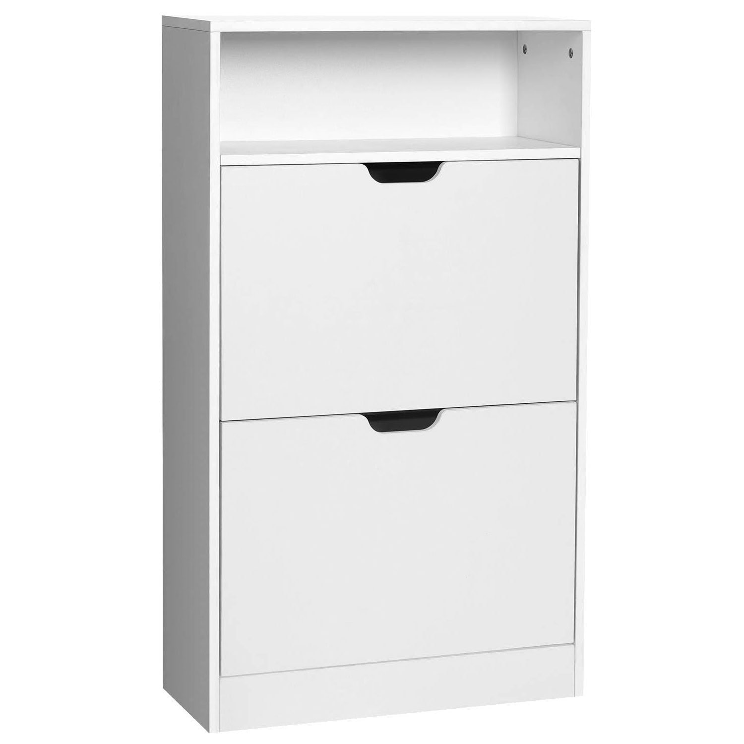 VASAGLE Dulap pantofi cu 3 usi rabatabile, pentru 8-12 perechi, 60x24x102 cm, alb