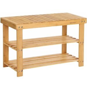 SONGMICS Raft de depozitare din bambus, cu 3 niveluri, 28x70x45cm, maro