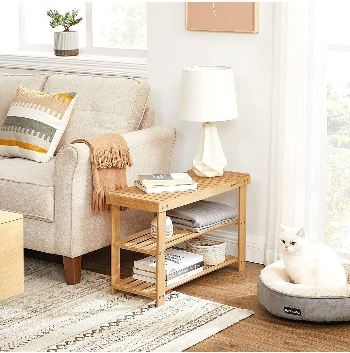 SONGMICS Raft de depozitare din bambus, cu 3 niveluri, 28x70x45cm, maro 4 SONGMICS Raft de depozitare din bambus, cu 3 niveluri, 28x70x45cm, maro - imagine 4