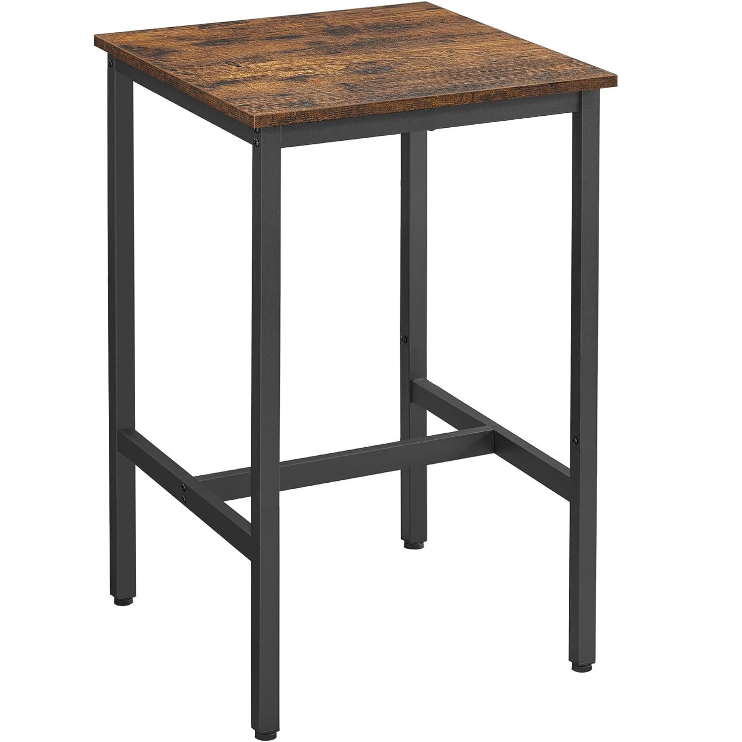 VASAGLE  Masa de bar pentru bucatarie, patrata, inalta, cadru de otel, 60x60x92cm, stil industrial, maro rustic si negru