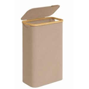 SONGMICS Cos rufe slim pentru spatii inguste, sac detasabil, 65 litri, 42x23x71 cm, maro bej