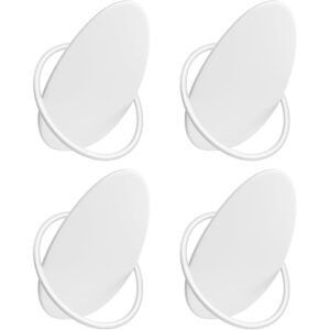 SONGMICS Set 4 carlige perete, design oval din otel, 5 kg per carlig, 9x5x7 cm, alb perlat