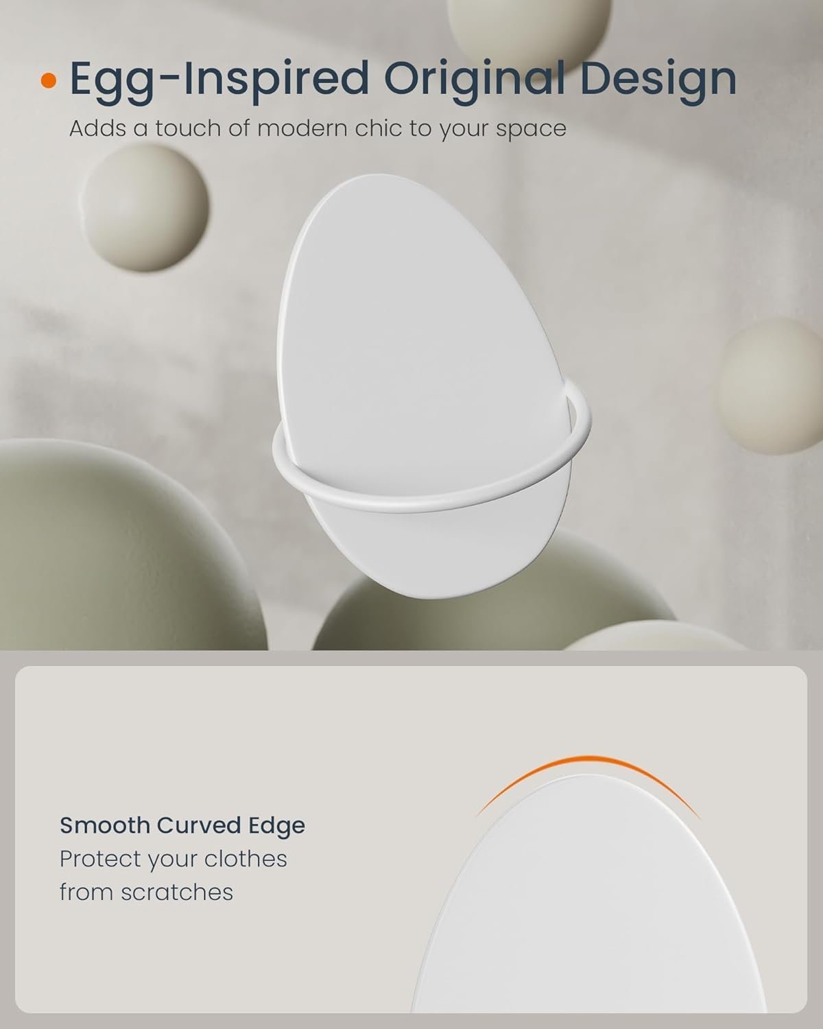 SONGMICS Set 4 carlige perete, design oval din otel, 5 kg per carlig, 9x5x7 cm, alb perlat 2 SONGMICS Set 4 carlige perete, design oval din otel, 5 kg per carlig, 9x5x7 cm, alb perlat - imagine 2