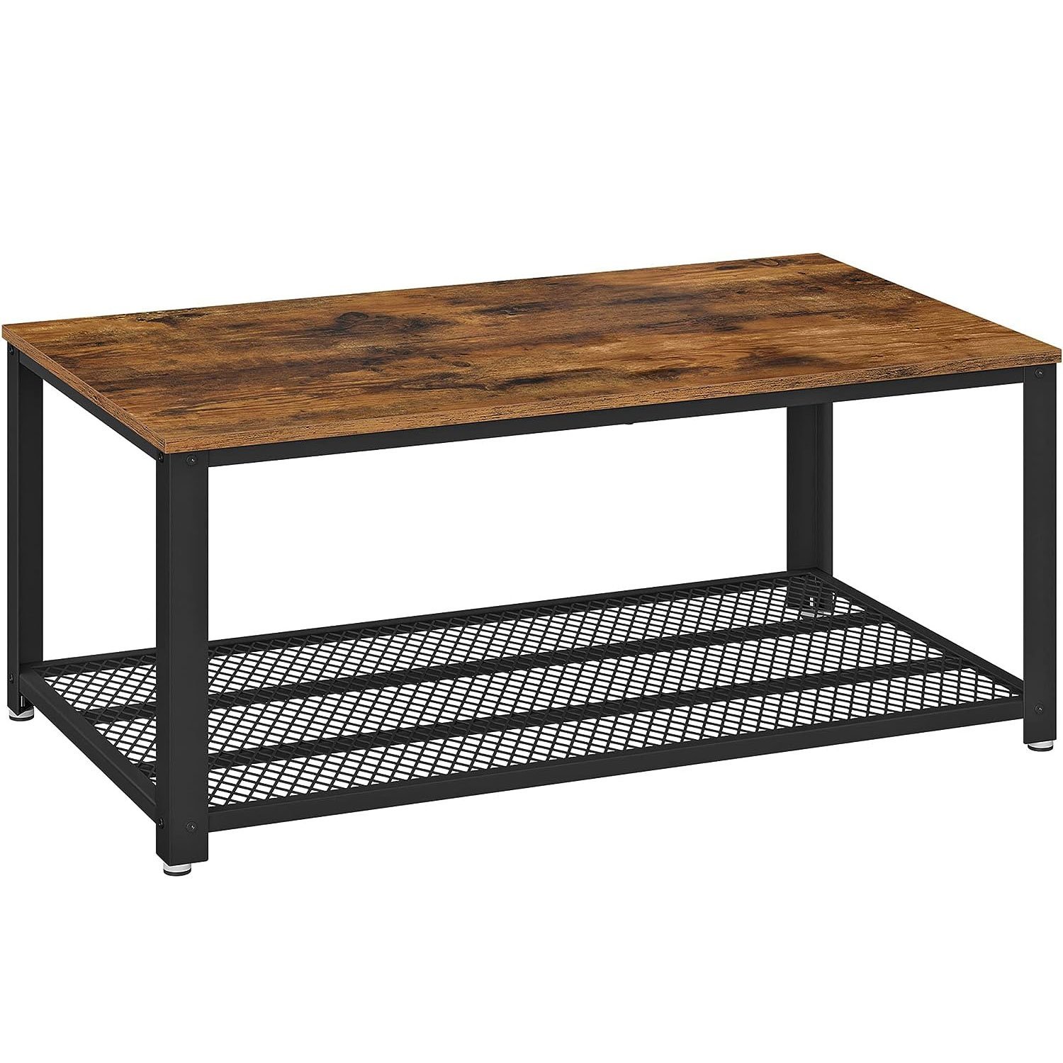 VASAGLE Masuta de cafea, cu cadru metalic, raft de depozitare, pentru living, 45x106x60cm, stil industrial, maro rustic
