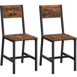 VASAGLE Set 2 scaune de living, cu spatar, stil industrial, 37x50x87 cm, maro rustic