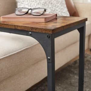 VASAGLE Masuta laterala C-shape pentru canapea sau pat, blat din PAL, cadru metalic, stil industrial, 40x30x62 cm, maro rustic