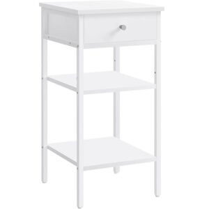 VASAGLE Noptiera cu sertar pentru dormitor, design scandinav, 35x35x70cm, alb