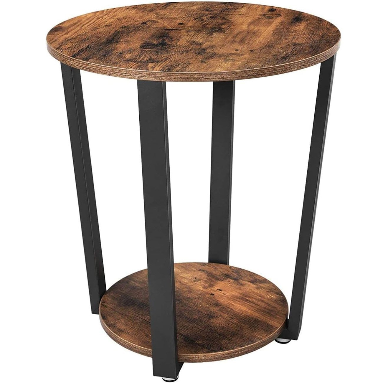 VASAGLE Masa de cafea rotunda cu cadru de otel, stil industrial, 50x57cm, maro rustic si negru