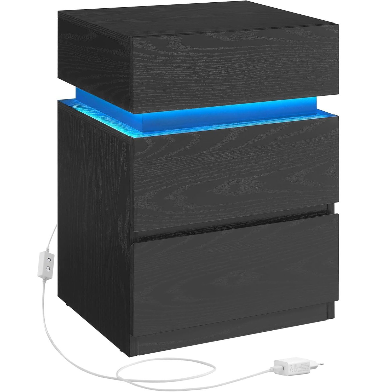 VASAGLE Noptiera din MDF cu iluminare LED, culori si intensitate reglabile, 35x40x55cm, negru 1 VASAGLE Noptiera din MDF cu iluminare LED, culori si intensitate reglabile, 35x40x55cm, negru