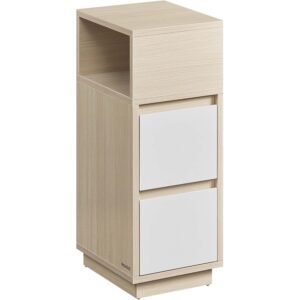 VASAGLE Noptiera ingusta cu 2 sertare, montaj stanga – dreapta, 30x25x65 cm, bej si alb