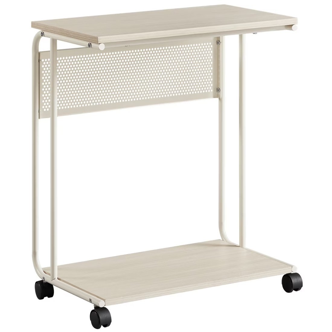 VASAGLE Masuta laterala laptop pe roti, 55x33x66 cm, stil industrial, crem