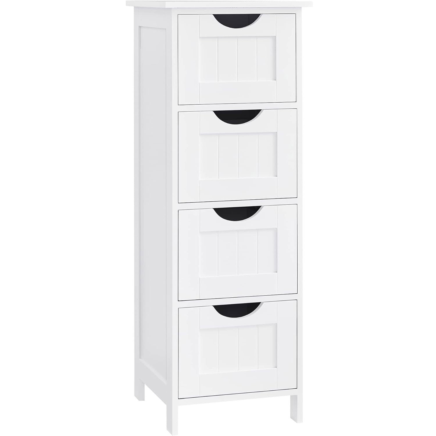 VASAGLE Dulap de depozitare de podea pentru baie, din lemn cu 4 sertare, 30x30x82cm, alb 1 VASAGLE Dulap de depozitare de podea pentru baie, din lemn cu 4 sertare, 30x30x82cm, alb