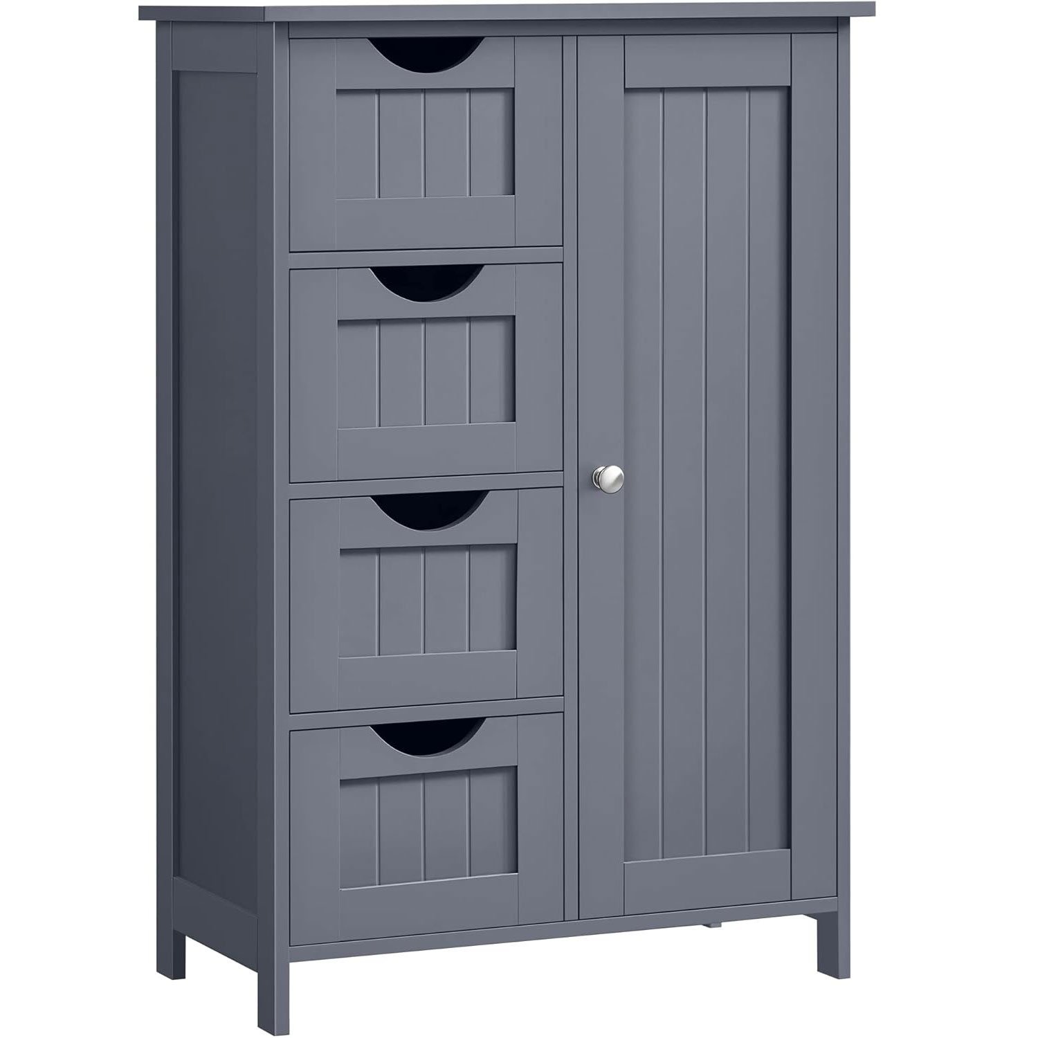 VASAGLE Dulap de baie, din MDF, cu 4 sertare, raft reglabil, 30x55x82 cm, gri