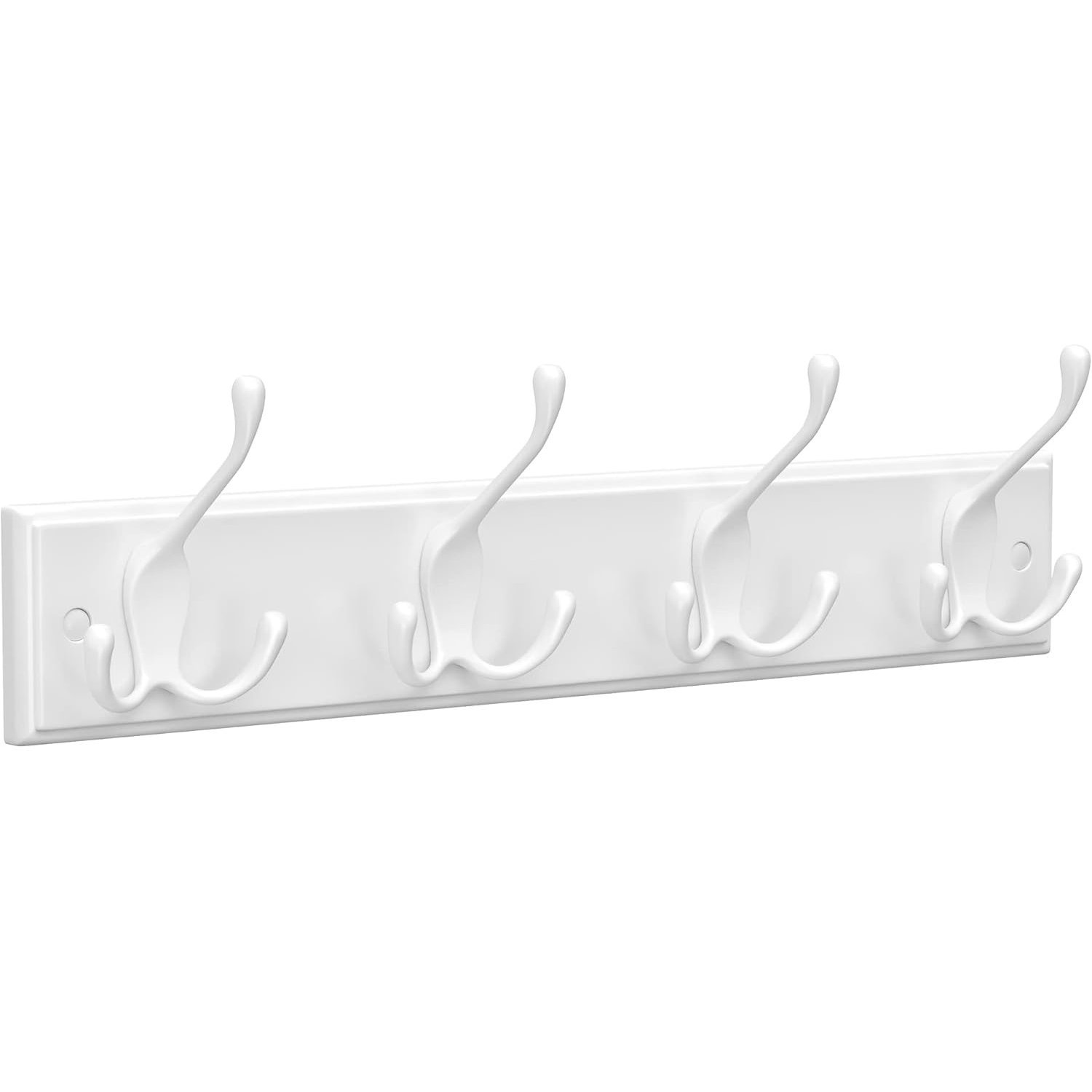 SONGMICS Cuier perete cu 4 carlige triple, MDF si aliaj zinc, 40×11 cm, alb