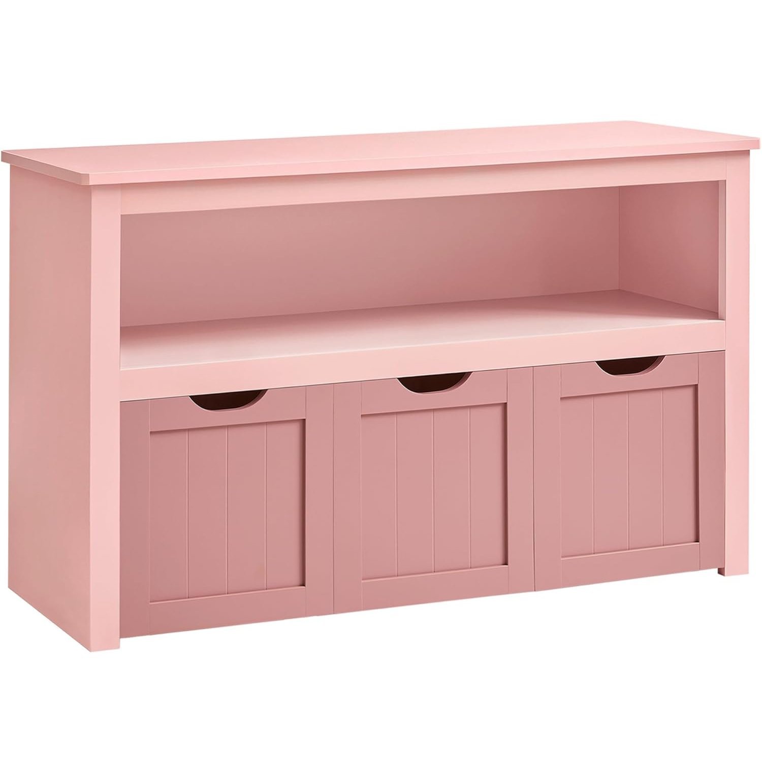 VASAGLE Dulap depozitare jucarii, din MDF, cu 3 compartimente detasabile pe roti,  30x102x60 cm, roz