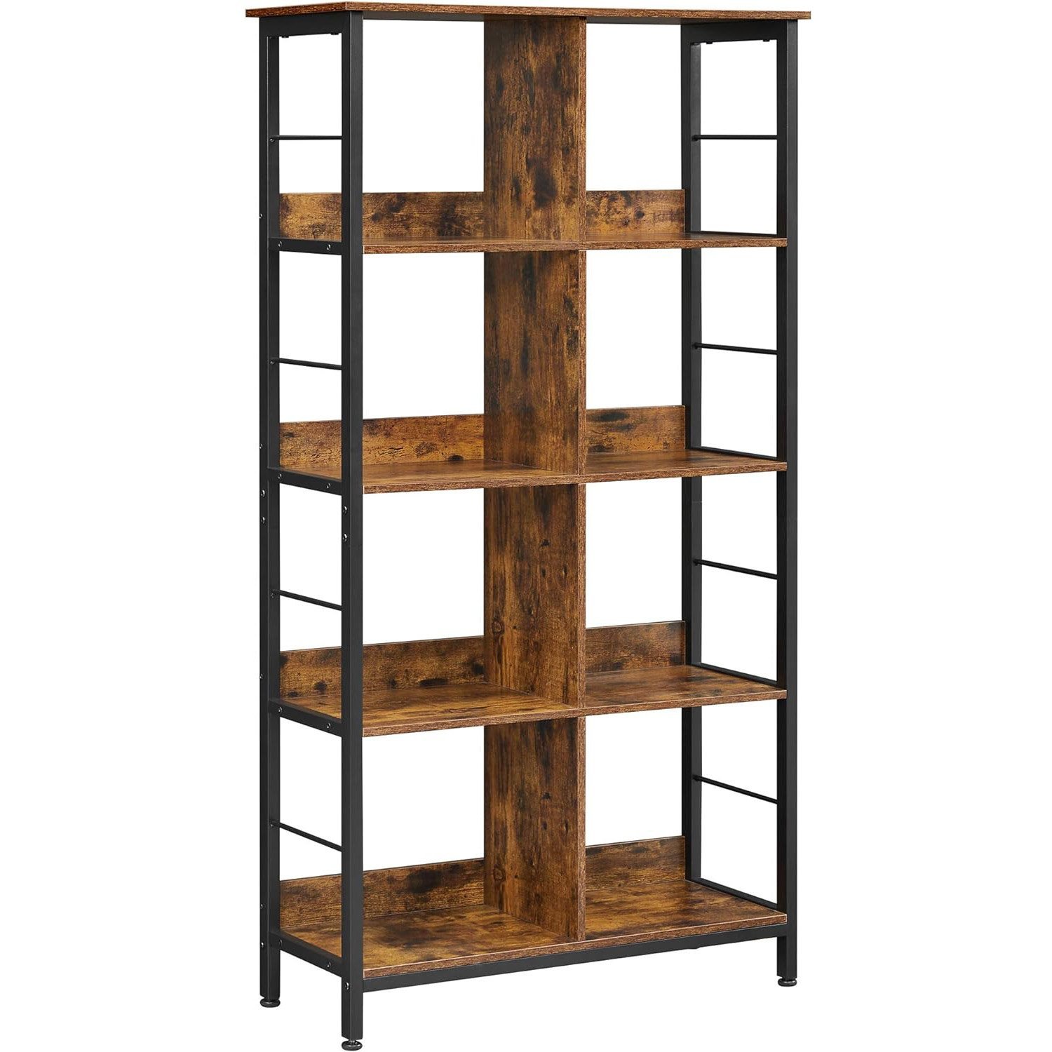 vasagle biblioteca cu rafturi deschise, 8 compartimente, design industrial, 80x33x149cm, maro retro si negru 1 VASAGLE Biblioteca cu rafturi deschise, 8 compartimente, design industrial, 80x33x149cm, maro retro si negru