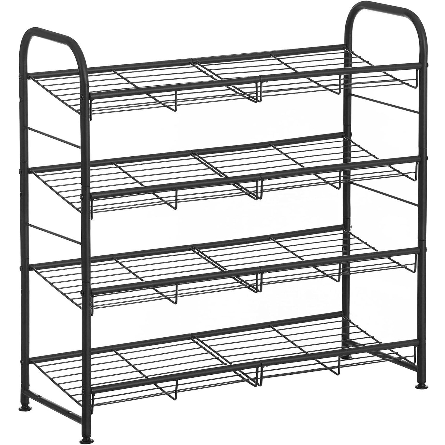 SONGMICS Pantofar cu 4 rafturi de depozitare, din metal, polite cu unghi reglabil, 28x69x65cm, negru