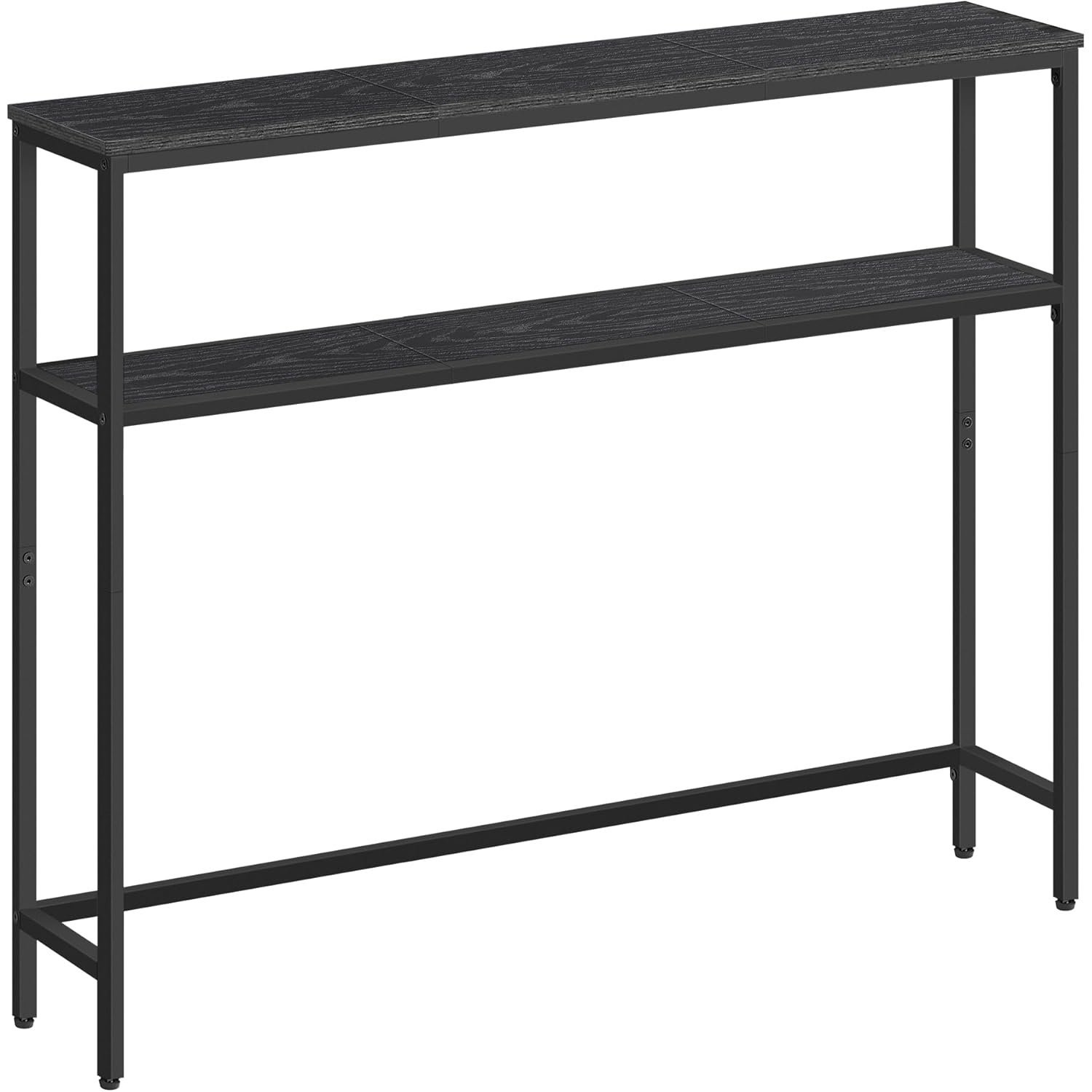 VASAGLE Masa consola hol cu 2 rafturi, cadru metalic si polite din PAL, 100x20x80 cm, negru